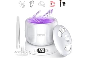 MOROLE Ultrasonic Retainer Cleaner,Ultrasonic Tooth Cleaner Machine with 190ml Portable UV-Light,Suitable for Aligner,Night Guard,Braces,Toothbrush and More Quick and Deep Cleaning at Home Travel Use,White