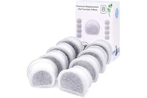 YOUTHINK Zamienne filtry z węglem drzewnym do fontann PetSafe Drinkwell Avalon, Pagode, 2 galony, Sedona i Seascape, opakowanie 8 filtrów do Fontanny
