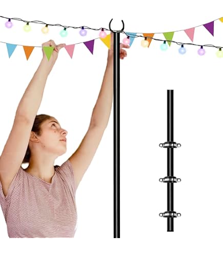 YITAHOME 8 Pack String Light Pole, 11ft 4-in-1 Outdoor String Light Pole Stand To