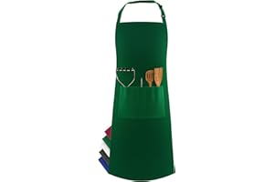 LEFUNDA® Grembiule da Cucina, Grembiule impermeabile con 3 Tasche, Grembiule da Barbecue, Regolabile con Nastri Lunghi, Per Uomo e Donna, Cucina, BBQ, Ristorante, Caffè