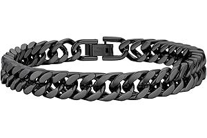 PROSTEEL Pulsera Cadena Cubana de Acero Inoxidable para Hombres Mujeres, Plateado Dorado Negro, Pulsera Metal Eslabones 8mm/12mm/17mm de Ancho, 19cm/21cm/23cm de Longitud