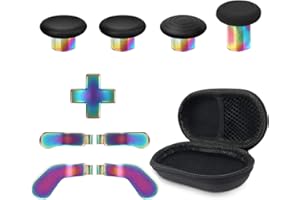 GOPIIPHON Metal Thumbsticks for Xbox Elite Controller Series 2 Replacement Magnetic Buttons Kit Includes 4 Swap Magnetic Joysticks,4 Paddles,1 Standard D-Pads, Accessories Parts for Xbox One Elite 2 (Colorful)