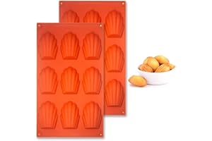 Honnesserry Lot de 2 Moule Madeleine Silicone, Antiadhésifs Moule à Madeleine Pour Muffin、Chocolat (9 Cavités, Brun)