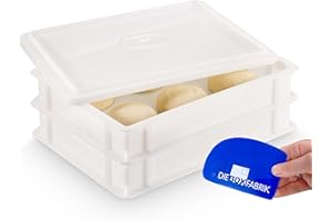 DIE BOX FABRIK 2x Pizzaballenbox Gusto + 1 Deckel, 40x30x7 cm | Gärbox, Teigwanne für Pizzateig. Teigbox für 6 Pizzaballen, Pizzateigbehälter (2x Gusto Box + 1x Deckel)