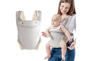 SERAPHY Porte Bébé 4 en 1 Facile à Enfiler, Porte Enfants Ergonomique Physiologique, Coton Léger et Respirant, Taille Réglable, Charge Maximale 15KG, Idéal pour les Nourrissons de 4-36 Mois(Gris)