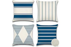 JOTOM Fundas de Cojín Impermeables Al Aire Libre 45x45cm Fundas de Almohada Resistentes al Agua para Jardín Banco Exterior Sofá Muebles,Juego de 4 (Azul Marino)