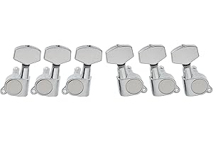 Musiclily 3L+3R Set di Meccaniche per Chitarra Elettrica Acustica,Big Button Cromato