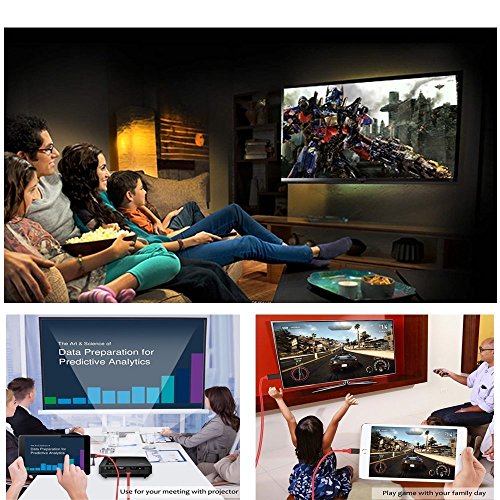 Adaptador de Cable de relámpago a HDMI, Plug and Play de 6.56FT Conectividad inalámbrica por Cable HDMI 1080P por iPhone - Raycue