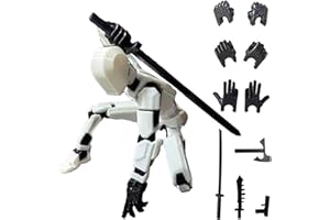 Emafymb Titan 13 Action Figure, T13 Action Figure, Figura d'azione T13, Stampa 3D di Figure Mobili Multi-Snodate, Lucky 13 Action Figure di Robot per Attività Complete del Corpo (Bianco)