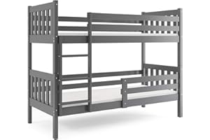 ‎INTERBEDS Interbeds Etagenbett Hochbett CARINO 200x90cm WEIß/GRAU mit Lattenrost und Matratzen (GRAU)