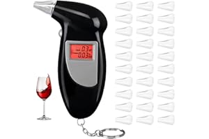 Merwlukt Alkoholtester, Polizeigenau Promillemessgerät Professioneller Alkoholmessgerät Alkohol Tester mit Halbleiter Sensorik und Digitaler LCD-Bildschirm mit 30 Mundstücke