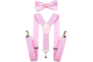 SUNTRADE Kinder-Hosenträger mit elastischer Y-Form, verstellbar mit Clips und Fliege für Jungen und Mädchen