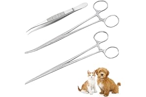 Xerteam Ciseaux de toilettage pour animaux domestiques, 2 pièces, 12,5 cm, pince pour enlever les poils d'animaux avec 10 cm, pince à poils d'oreille pour animaux de compagnie pour chiens et chats