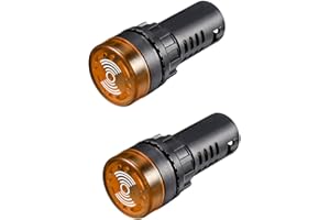 sourcing map Pilot Light AC 220V Panel Indicator Flashing Alarm with Buzzer, Yellow LED, 2Pcs
