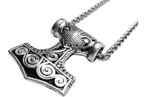 Germanenschmuck Thors Hammer Anhänger für Kette | mit 925 Sterling Silber versilbert, Schonenhammer Kettenanhänger, Thor Hammer Amulett für Kette