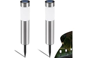 Heinstian Luci Solari Esterno, 2 Pezzi Bianca Fredda Lampada da Giardino, LED Impermeabile per Sentieri, Terra, Cortile, Prato, Vialetto