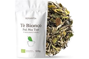 REPLANTEA CUIDAMOS TU NATURALEZA TE BIANCO BIOLOGICO 100g (+60 Tazze) | Tè Bianco Pai Mu Tan, Tè Bianco in Foglie Sfuso REPLANTEA