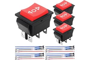 MKBKLLJY 4Pcs Red Momentary Motor Polarity Reverse Rocker Switch DC 20A 12V DPDT 6 Pin 3 Position ON/Off/ON Motor Control Switch AC 110V-220V Automatic Reset Boat Rocker Toggle Switch with Jumper Wire