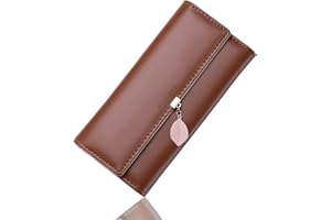 Roulens Portafoglio Donna in Pelle PU,Portafoglio Donna Lungo Cerniera con BLOCCO RFID,Portafoglio Donna Grande con Ciondolo Foglia