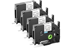 Oozmas Nastro Compatibile con Brother TZe-231 P-touch TZ Tape 12mm 0.47 Laminated White Nero su Bianco Tape Cassetta Compatibile con Brother Etichettatrice P-touch H110R 1010 H107B H100LB D210, 4Pz