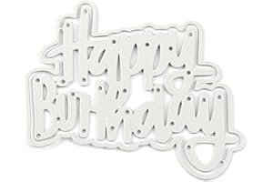 Rumyve Metal Happy Birthday Card Making Supplies and Flower Cutting Mold,DIY Scrapbook Album Decoration Embodying Paper Mold Card Making, White