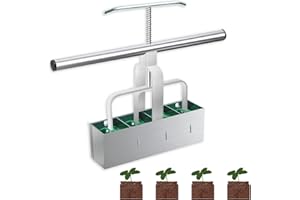 MaxEarn Ręczny blok do gleby z 4 kratkami, 5 cm, z przedłużonym uchwytem, narzędzia do wysiewu roślin, do ogrodu, nasion, szklarni, sadzonek, przesadzania, sadzonek