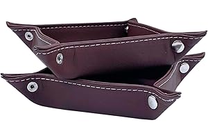 Diko.style® Set 2 Vassoi 18,5 cm Svuotatasche da Ingresso in Pelle PU | Corridoio, Camera Da Letto e Scrivania | Vassoio per Gioielli | Marrone | Vassoio Organizzatore