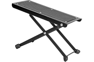 Aomhrek Gitarrenfußschemel, Rutschfester Gummiauflage, Faltbar, Höhenverstellbar, Schwarz, Kunststoffrahmen, Kautschukbezug, Gitarren-Fußhocker, Fußhocker, Gitarrenfußschemel