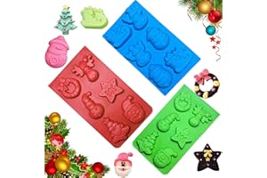 BUKEZUDANG 3 Stück Weihnachten Seifenform, Weihnachten Silikonform, Silikonform Weihnachten, Silikonform Weihnachten, DIY Backformen Werkzeuge, Für Urlaub Kuchen Süßigkeiten Pralinen Gelee Seife