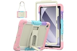 SEYMAC Funda para Samsung Galaxy Tab A9 Plus 11" 2023, Funda Tab A9 Plus a Prueba de Golpes con Protector de Pantalla/Soporte Plegable/Correa para el Hombro, Funda para Galaxy Tab A9 Plus, Rosa