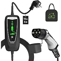 WISSENERGY Typ 2 EV Tragbares Ladekabel EU Standard Schuko 2-Pin Ladegerät, 10A/13A/16A Umschaltbare Ladebox kompatibel mit A