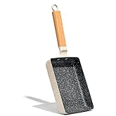 Tamagoyaki Pan Square Japanese Omelette Pan,Non-stick Egg Roll Pan,Rectangle Frying Pan Wood Handle,with Silicone Brush & Sol