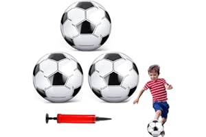 ROONTIN Plastic Football – 3 Pack Inflatable Football with Pump for Kids, Soft & Safe Toddler Football for Indoor Outdoor Play, Beach, Garden, Park, School, Pool & Party Games, Black