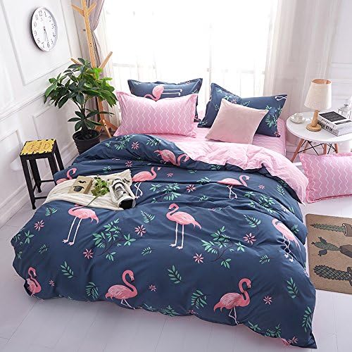 Pink Flamingo Bedding Pillowcase Quilt Cover Duvet Cover Set (King)