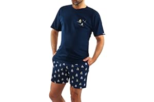 Sesto Senso Męska Piżama Krótka Bawełniana Piżama z Krótkim Rękawem Krótkie Spodenki Letni Zestaw Dwuczęściowy