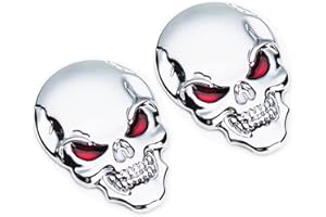 BOBOZHONG Decalcomania per Auto,2Pz Adesivo Teschio 3D Occhi Rossi Punk Skull Distintivo di Scheletro Auto Moto Adesivo in Metallo Distintivo dell'Emblema per Auto Adesivi per Moto Casco Laptop Decorazione