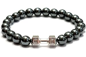 GENERISCH Bracciale da uomo in pietra naturale, bracciale sportivo, crossfit, powerlifting, yoga, spessore 8 mm