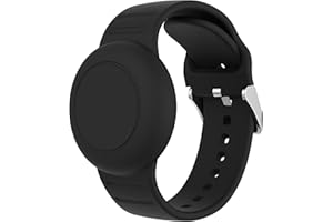 Meliya Niños Impermeables para Pulsera Airtag,Correas de Reloj de AirTags,Funda de Ajustables Correa de Rastreador GPS Antipérdida de Silicona(Negro)