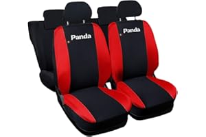 Auto Accessori Lupex - Coprisedili Auto Compatibili per Panda Seconda 169 e Terza 319 serie, Nero Rosso, Made In Italy, fodere protezione sedili anteriori e posteriori, 50 e 50, poliestere