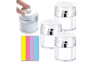 RUNMEIHE 3 Stück 15ml Creme Airless Pumpspender Mit Beschreibbares Etikett, Lotion Creme Spender Nachfüllbar Pump Container, Cosmetic Cream Jar Tragbarer Reise Vakuum Pumpflasche Behälter