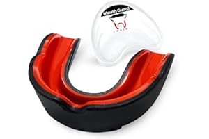 WOSO Adults and Junior Mouth Guard, Gum Shield with Case, Slim Fit Professional Mouthguards for Football, Hockey, Wrestling Rugby, Martial Arts, Boxing, MMA, Judo, Karate (Black + Red)