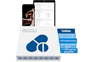 24Genetics Test Adn Farmacogenética, Incluye Test Adn Ancestros Gratis, Descubre tu Predisposición a los Efectos de los Medicamentos, Prueba Adn Desde Casa, Basado en +700.000 Marcadores
