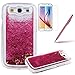 Produktbild Galaxy S3 Glitzer Hülle, Felfy Samsung S3 Neo Kreativ Luxury Flüssig Fließende Sparkly Bling Stern Hot Pink Quicksand Haut Tasche Back Case Cover Etui + 1x Rosa Metall Stylus Touch Pen + 1x Displayschutzfolie
