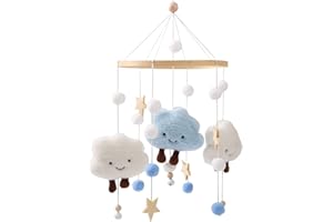 Promise Babe Mobile baby Cloud Wind Games felt Balls Sweet Cloud Mobile baby Room ganchillo de madera Mobile BABY Bed Bell colgante cuna cambio de mesa decoración Cloud Mobile Crib Deco Bedbell