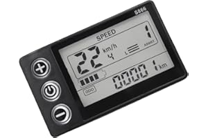 Micvtve Contrôleur de tableau de bord en plastique 24 V 36 V 48 V 60 V S866 étanche 6 broches pour vélo électrique et scooter électrique