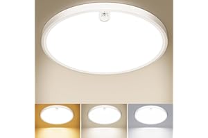 OUILA Led Deckenleuchte mit Bewegungsmelder innen - Lampe mit Bewegungsmelder Innen Deckenlampe Led, 18W 2000LM Rund 3000K 4000K 6500K Weiss Wandleuchte Wandlampe Sensor Licht für Flur Keller Balkon Treppen