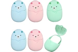 Eozighi 6 Cajas Hojas de Jabón 300 Hojas Papel de Jabón Desechable Mini Jabón de Papel Portátil Hojas de Jabón de Viaje Adecuado para Viajes, Actividades al Aire Libre, Camping (Azul, Verde, Rosa)