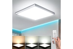 EASY EAGLE Plafonnier LED Dimmable Avec Télécommande 36W 3240LM IP44 Luminaire Moderne 3000K-6500K Lampe Plafond Carré pour Salon Chambre Cuisine Salle de Bain Ø30cm Blanc