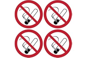notlok Safety Work - 4x Cartello Vietato Fumare Adesivo [ 20 cm ⌀ ] | Cartello di divieto di fumo per uffici, catering e privati | Adesivo Vietato Fumare, Fumaria, Cartelli Vietato Fumare
