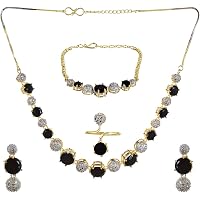YouBella Jewellery Set for Women American Diamond Combo of Necklace Set with Earrings, Bracelet and Ring for Girls and…